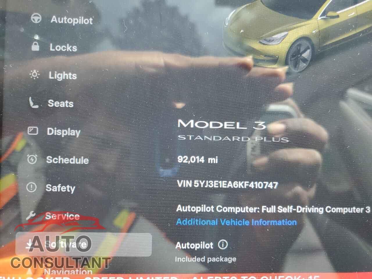 TESLA MODEL 3 2019 - 5YJ3E1EA6KF410747