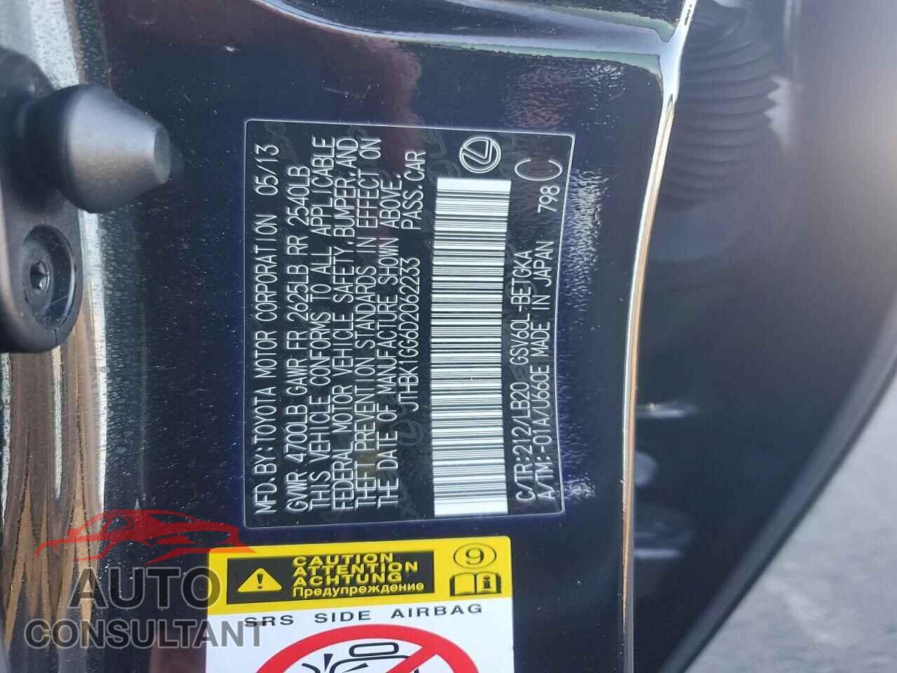 LEXUS ES350 2013 - JTHBK1GG6D2062233