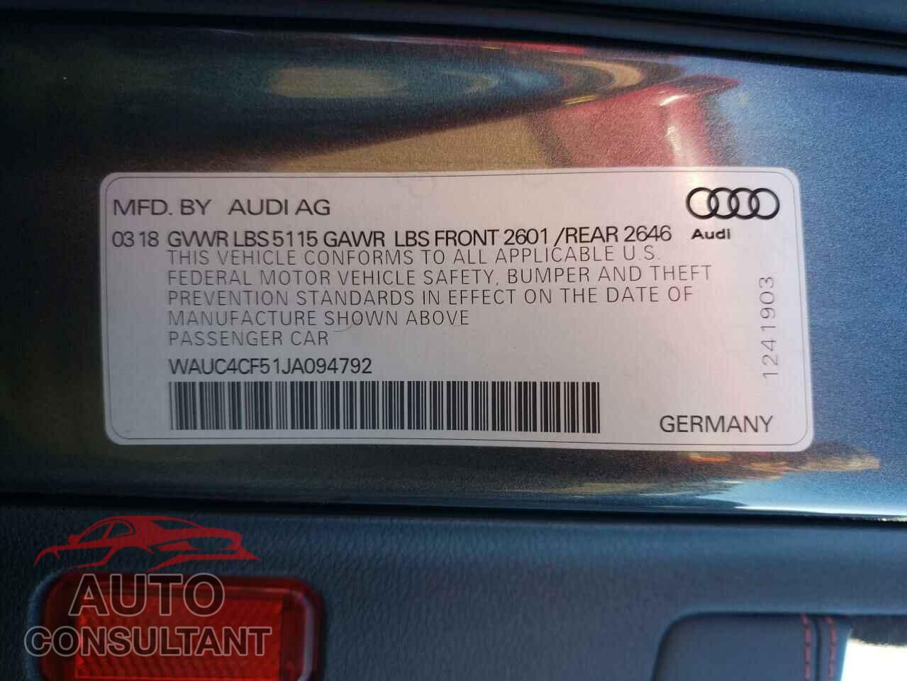 AUDI S5/RS5 2018 - WAUC4CF51JA094792