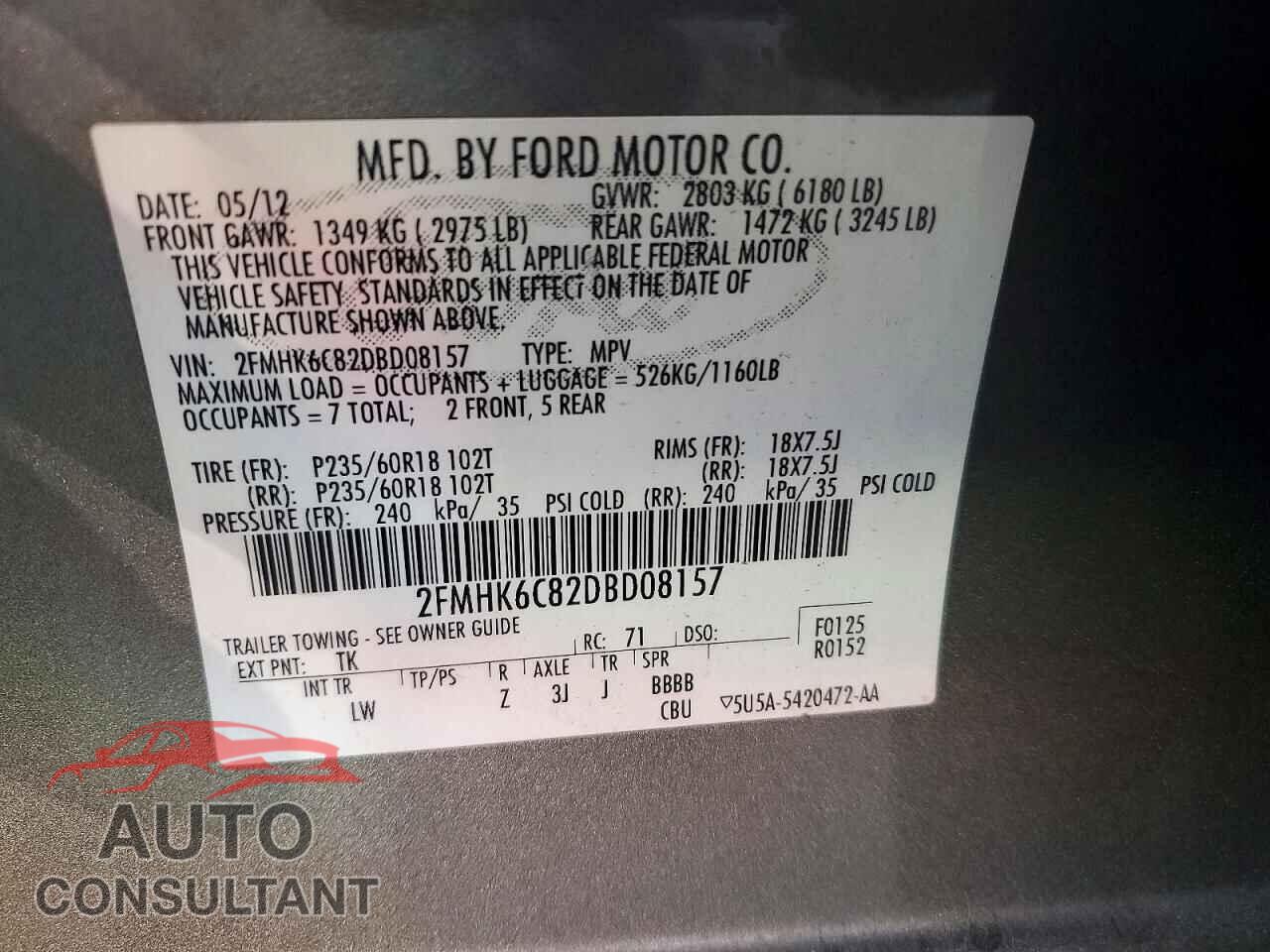 FORD FLEX 2013 - 2FMHK6C82DBD08157