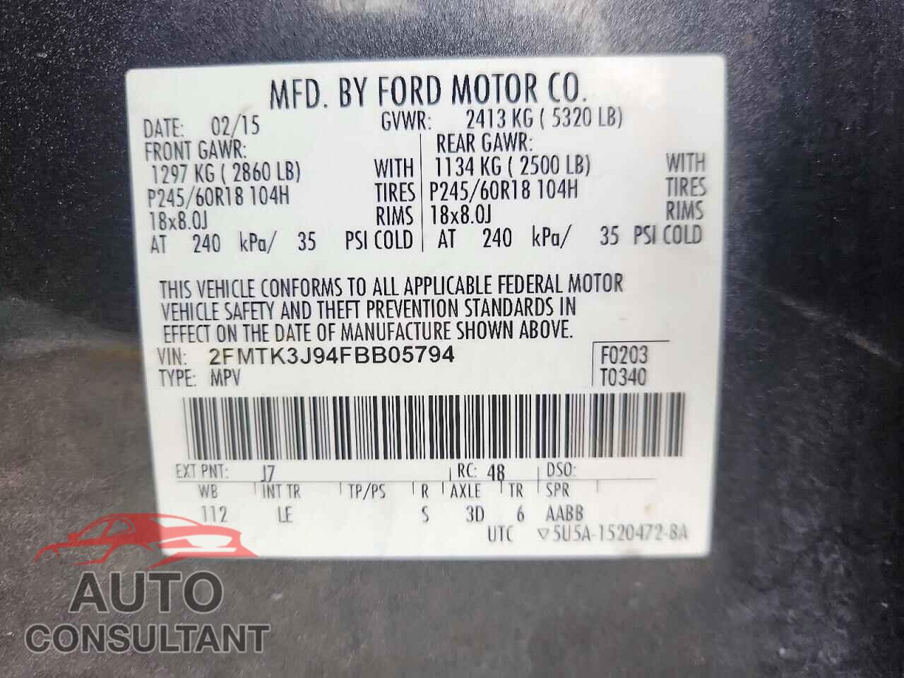 FORD EDGE 2015 - 2FMTK3J94FBB05794