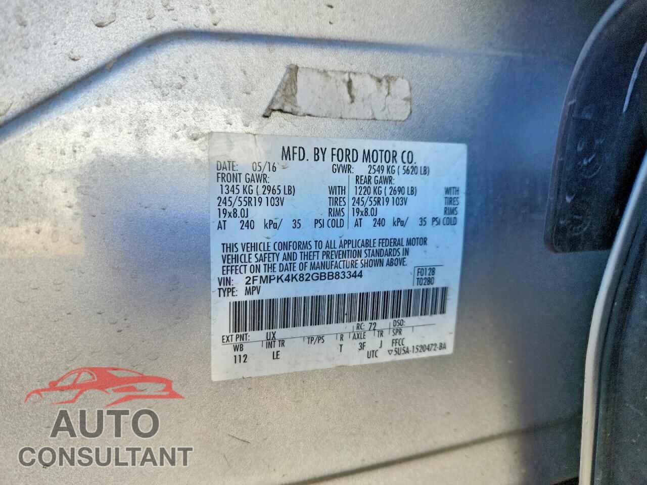 FORD EDGE 2016 - 2FMPK4K82GBB83344
