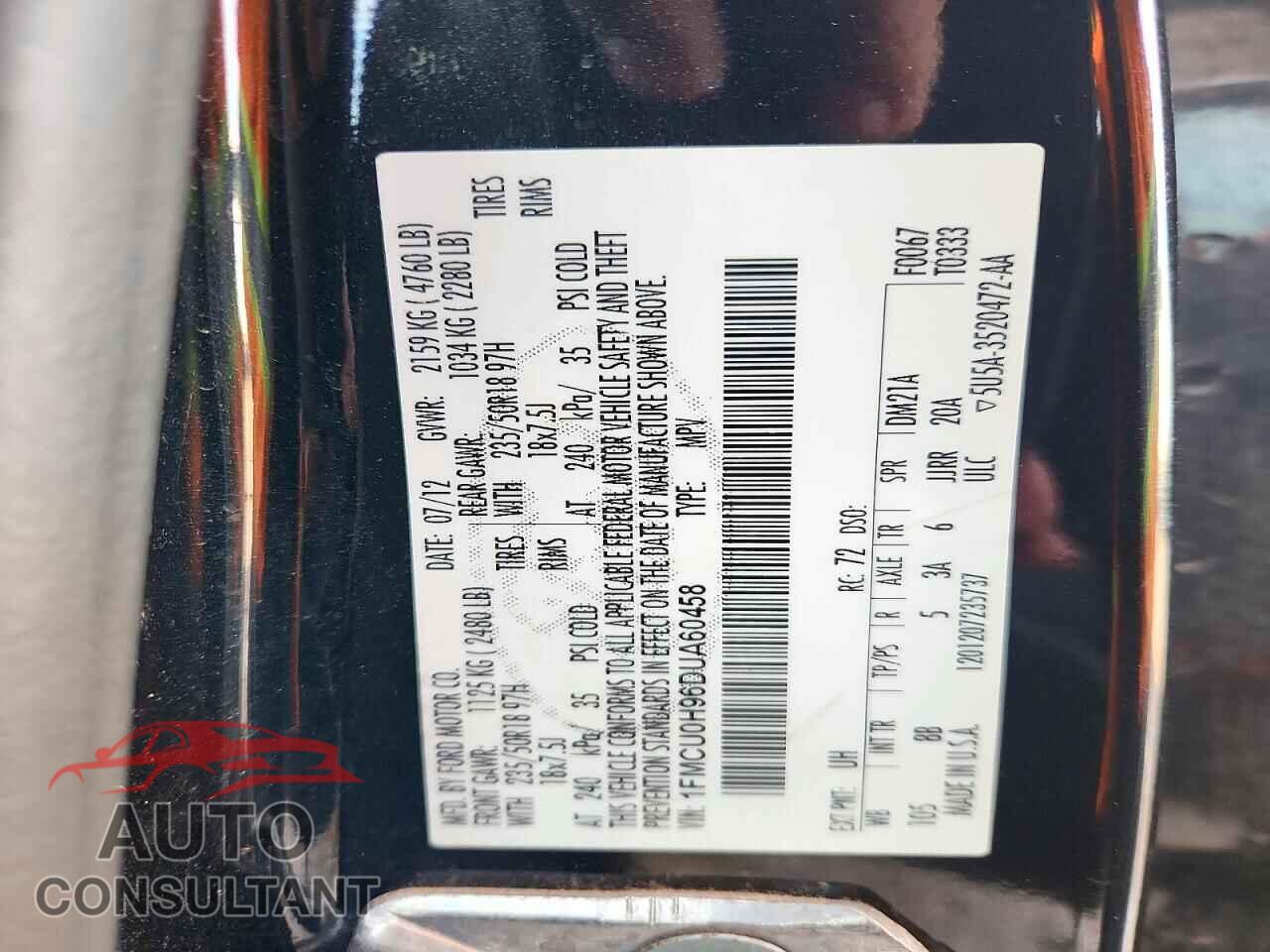 FORD ESCAPE 2013 - 1FMCU0H96DUA60458