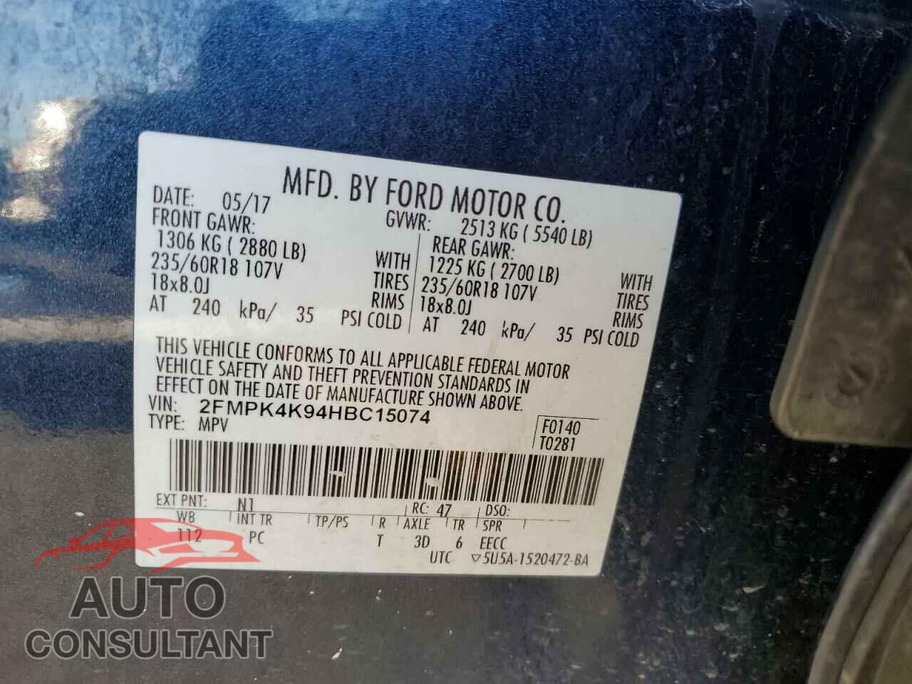 FORD EDGE 2017 - 2FMPK4K94HBC15074