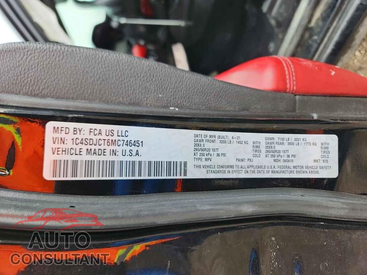 DODGE DURANGO 2021 - 1C4SDJCT6MC746451