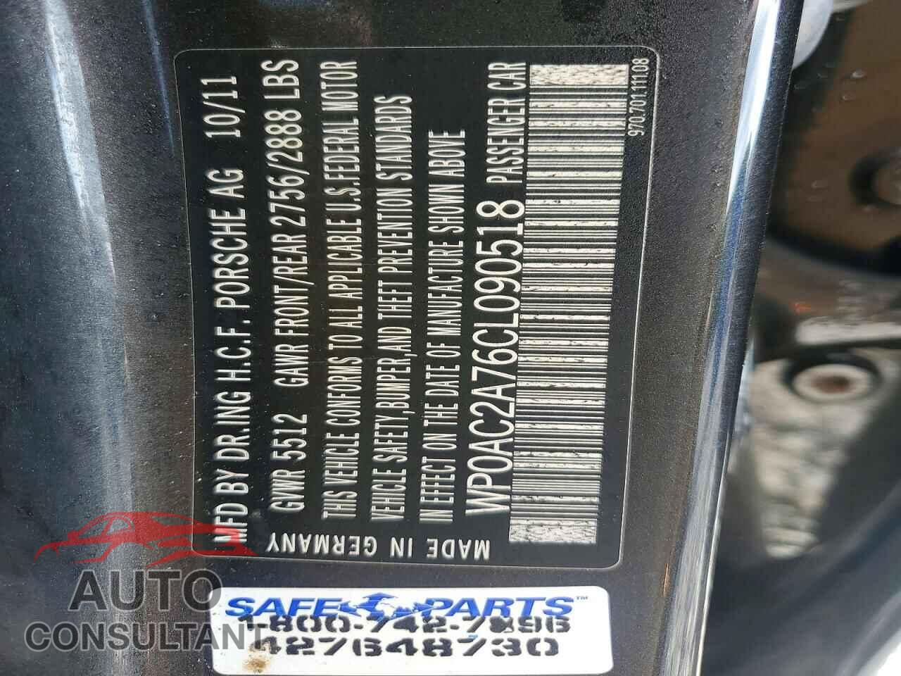 PORSCHE PANAMERA 2012 - WP0AC2A76CL090518