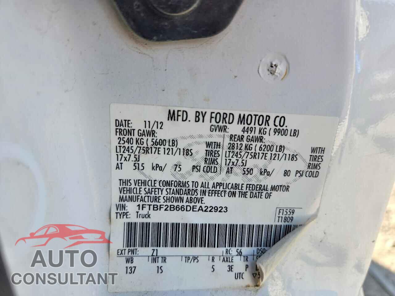 FORD F250 2013 - 1FTBF2B66DEA22923