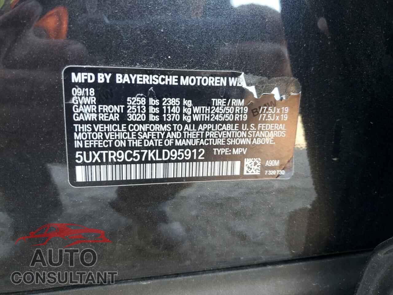 BMW X3 2019 - 5UXTR9C57KLD95912