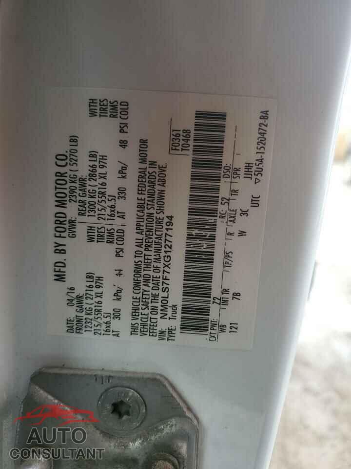 FORD TRANSIT 2016 - NM0LS7F7XG1277194
