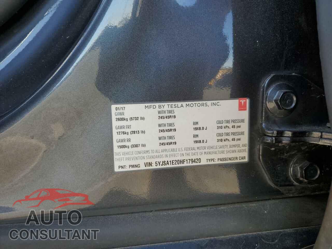 TESLA MODEL S 2017 - 5YJSA1E20HF179420