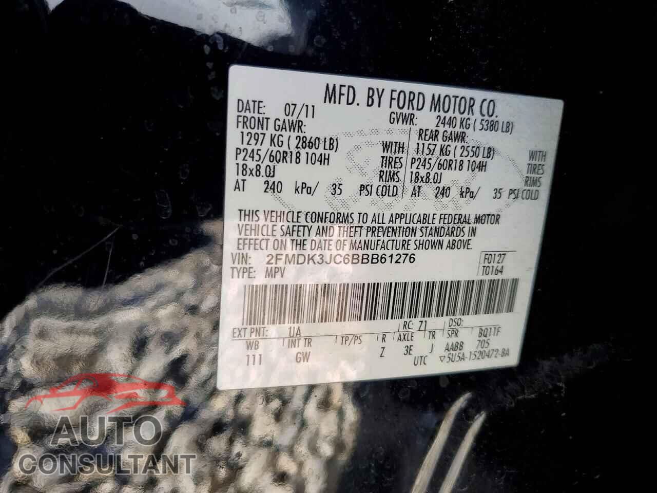 FORD EDGE 2011 - 2FMDK3JC6BBB61276