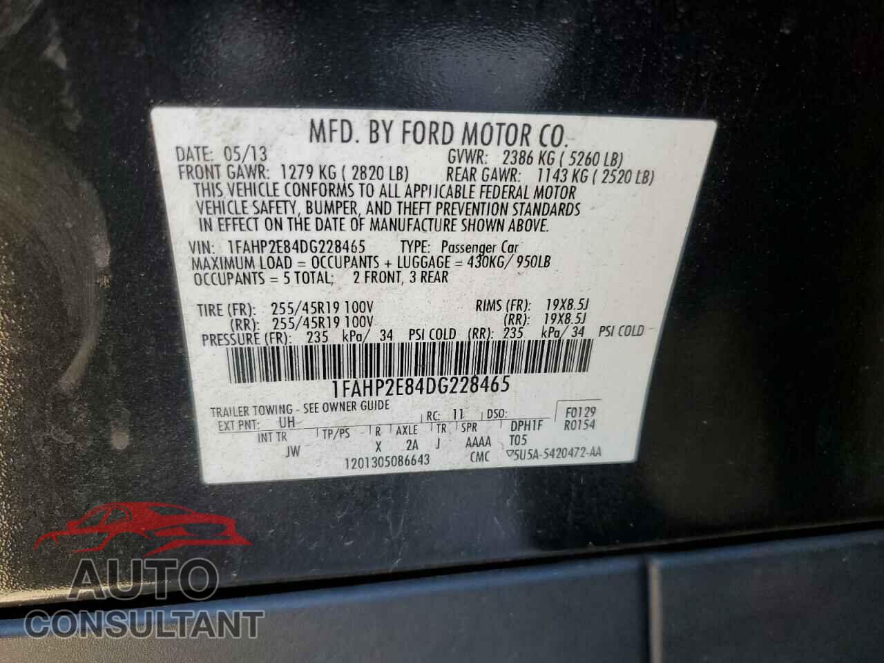 FORD TAURUS 2013 - 1FAHP2E84DG228465