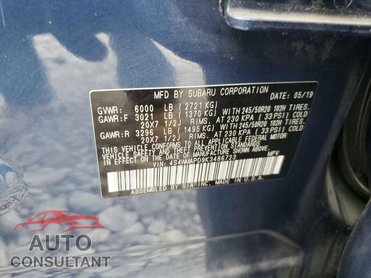 SUBARU ASCENT 2019 - 4S4WMAPD9K3486723