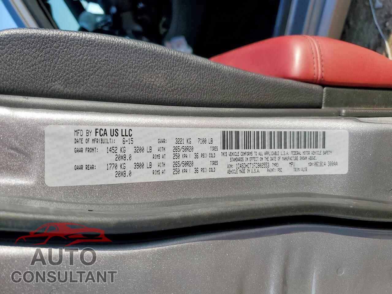 DODGE DURANGO 2015 - 1C4SDHCT1FC902553