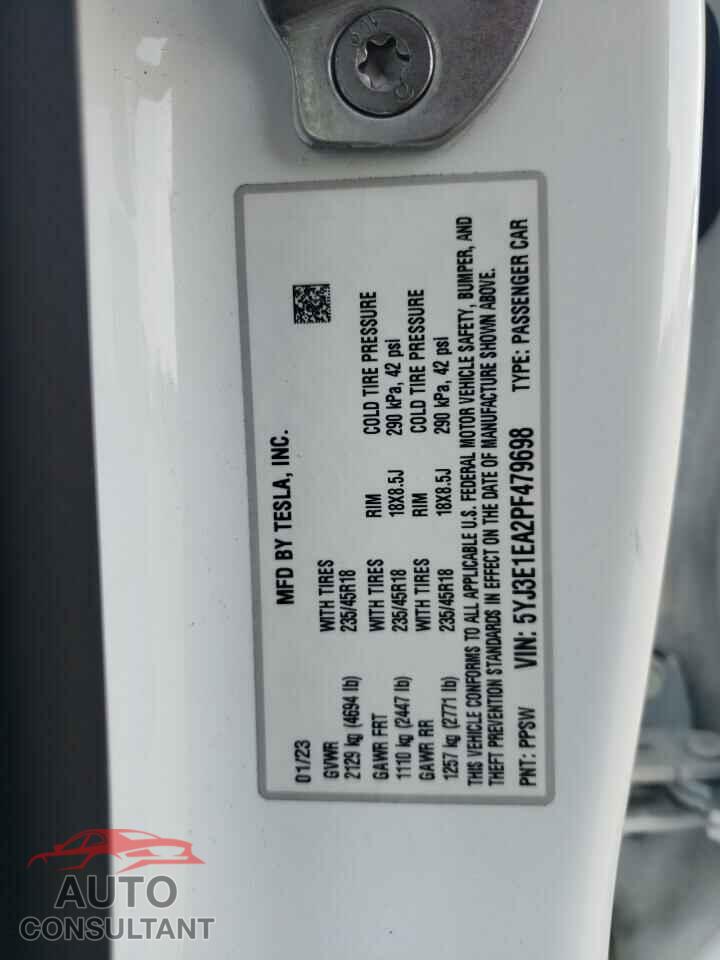 TESLA MODEL 3 2023 - 5YJ3E1EA2PF479698