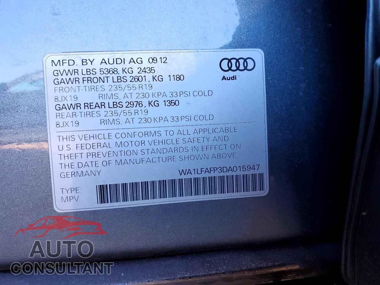 AUDI Q5 2013 - WA1LFAFP3DA015947