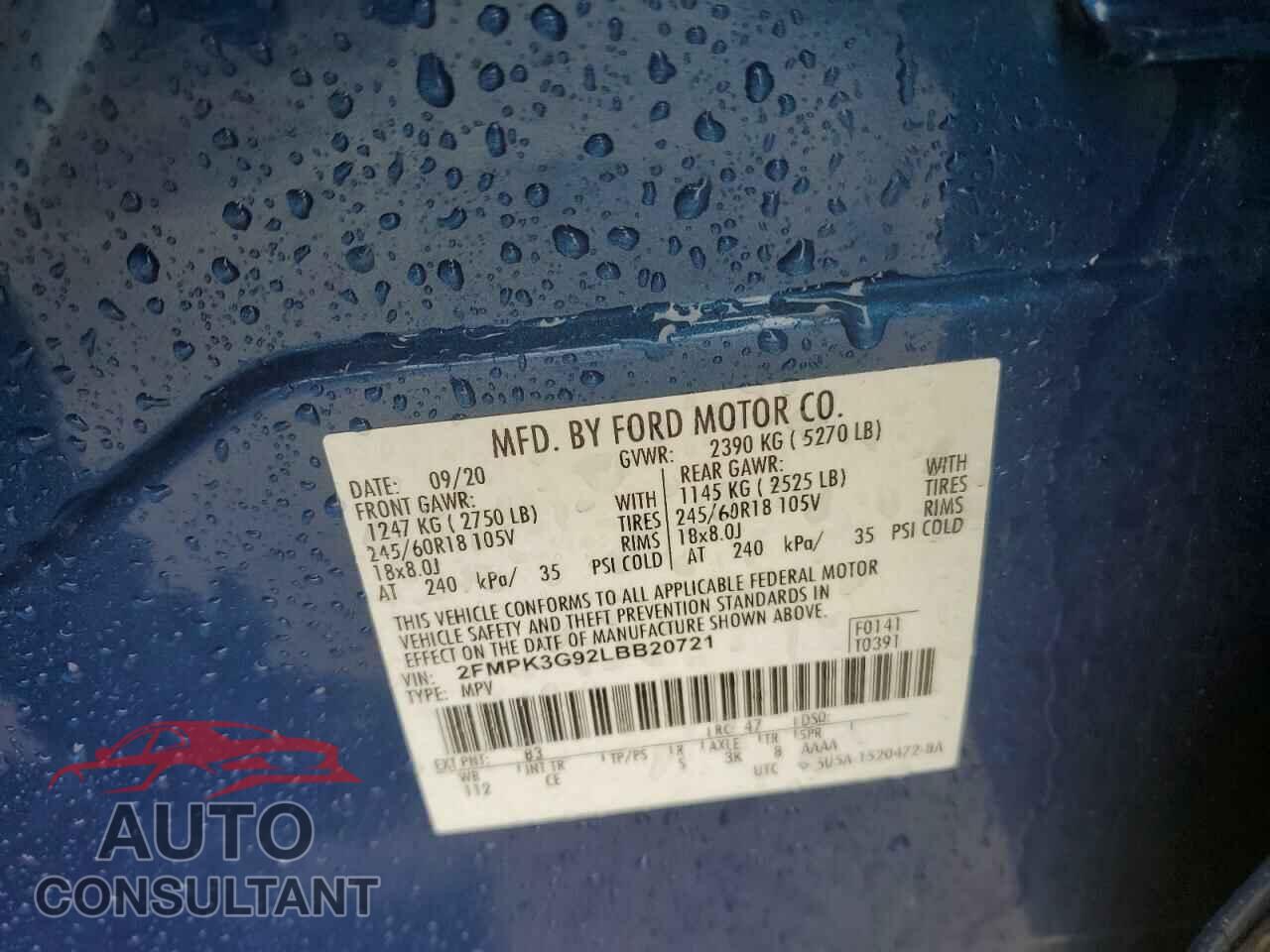 FORD EDGE 2020 - 2FMPK3G92LBB20721