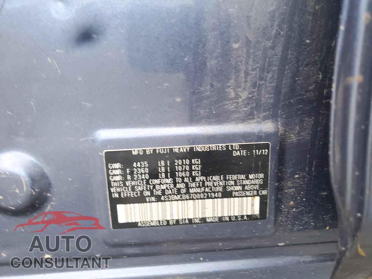 SUBARU LEGACY 2013 - 4S3BMCB67D3021948