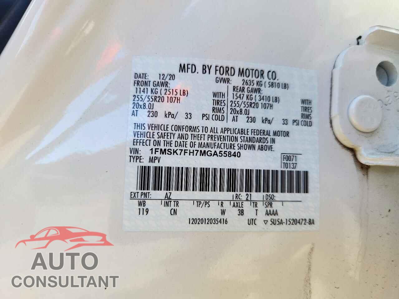 FORD EXPLORER 2021 - 1FMSK7FH7MGA55840