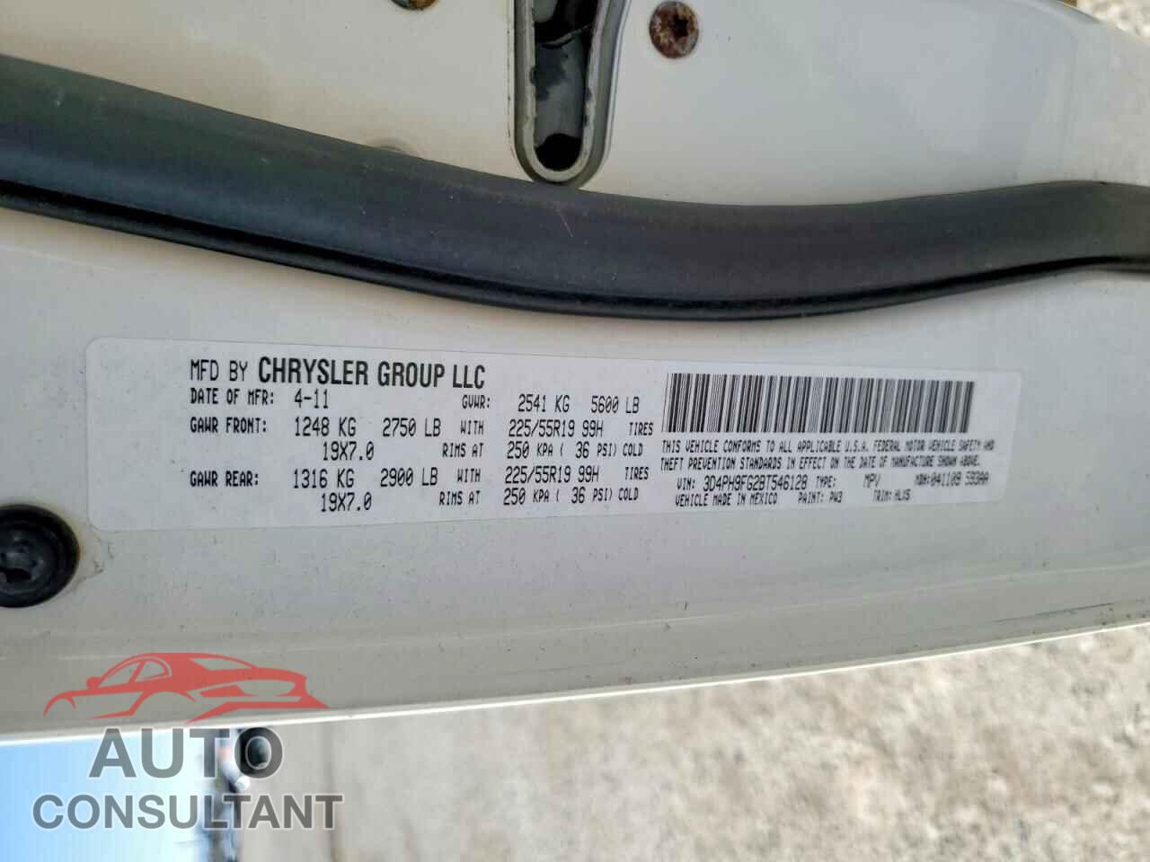 DODGE JOURNEY 2011 - 3D4PH9FG2BT546128