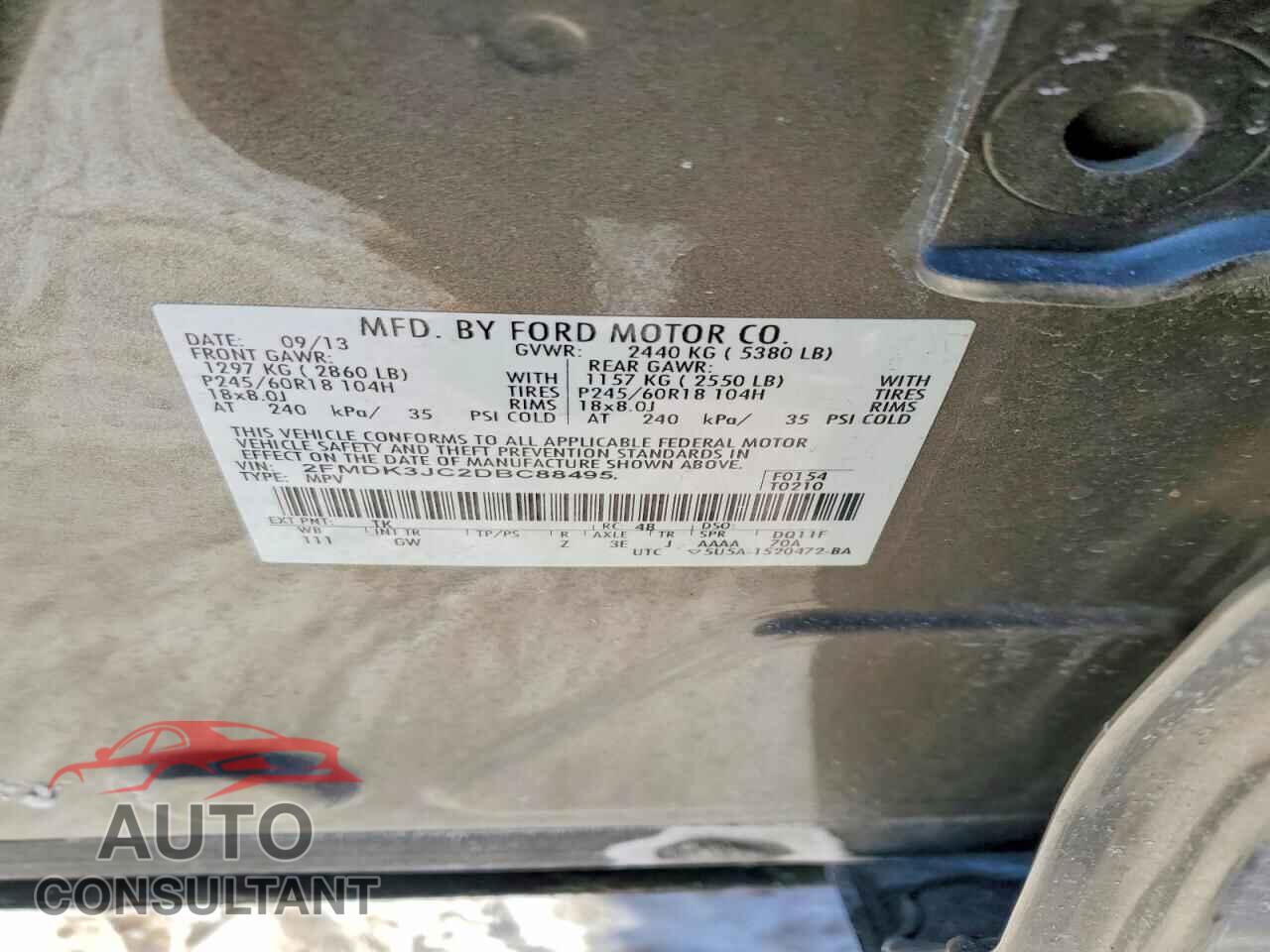FORD EDGE 2013 - 2FMDK3JC2DBC88495