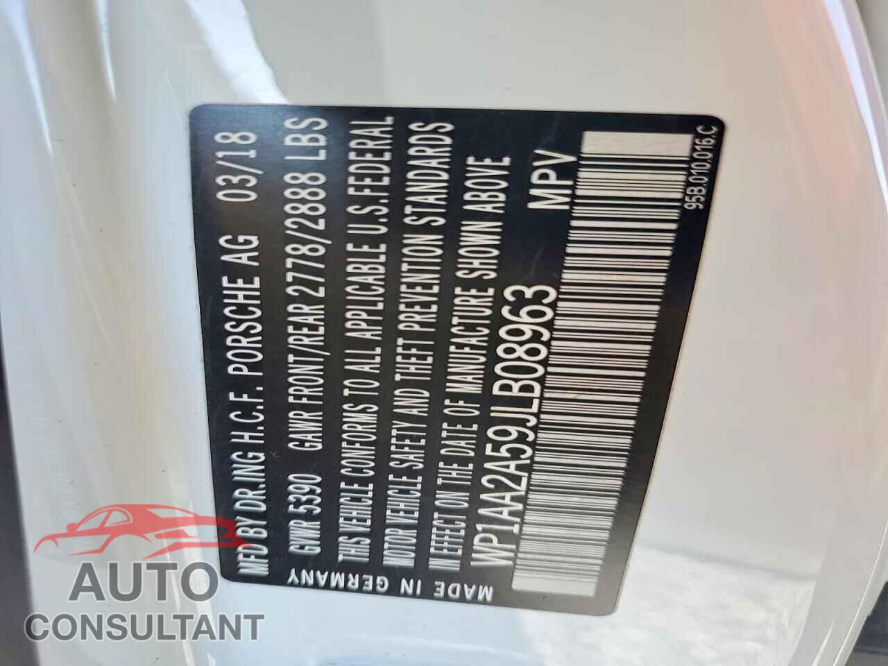 PORSCHE MACAN 2018 - WP1AA2A59JLB08963