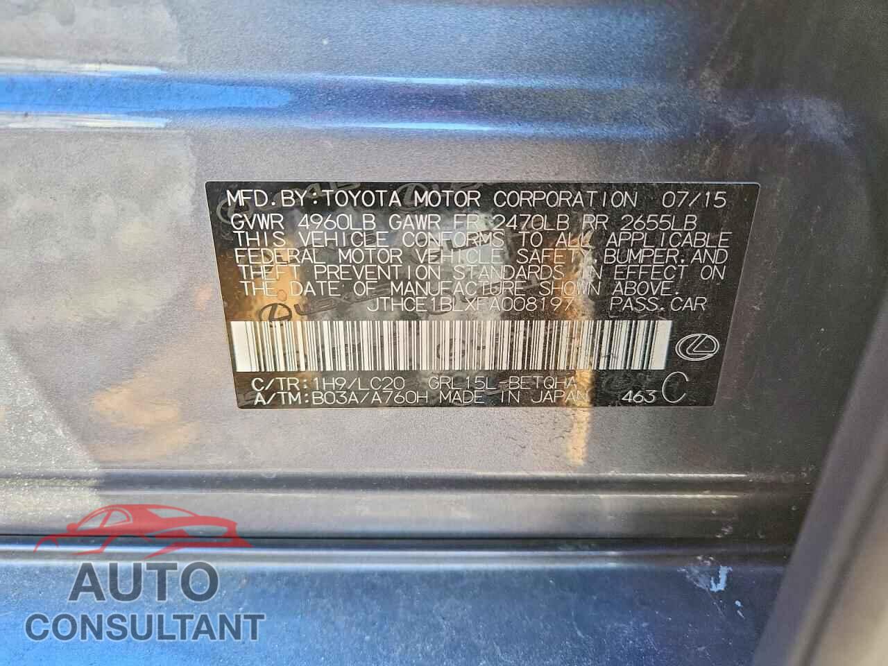 LEXUS GS350 2015 - JTHCE1BLXFA008197
