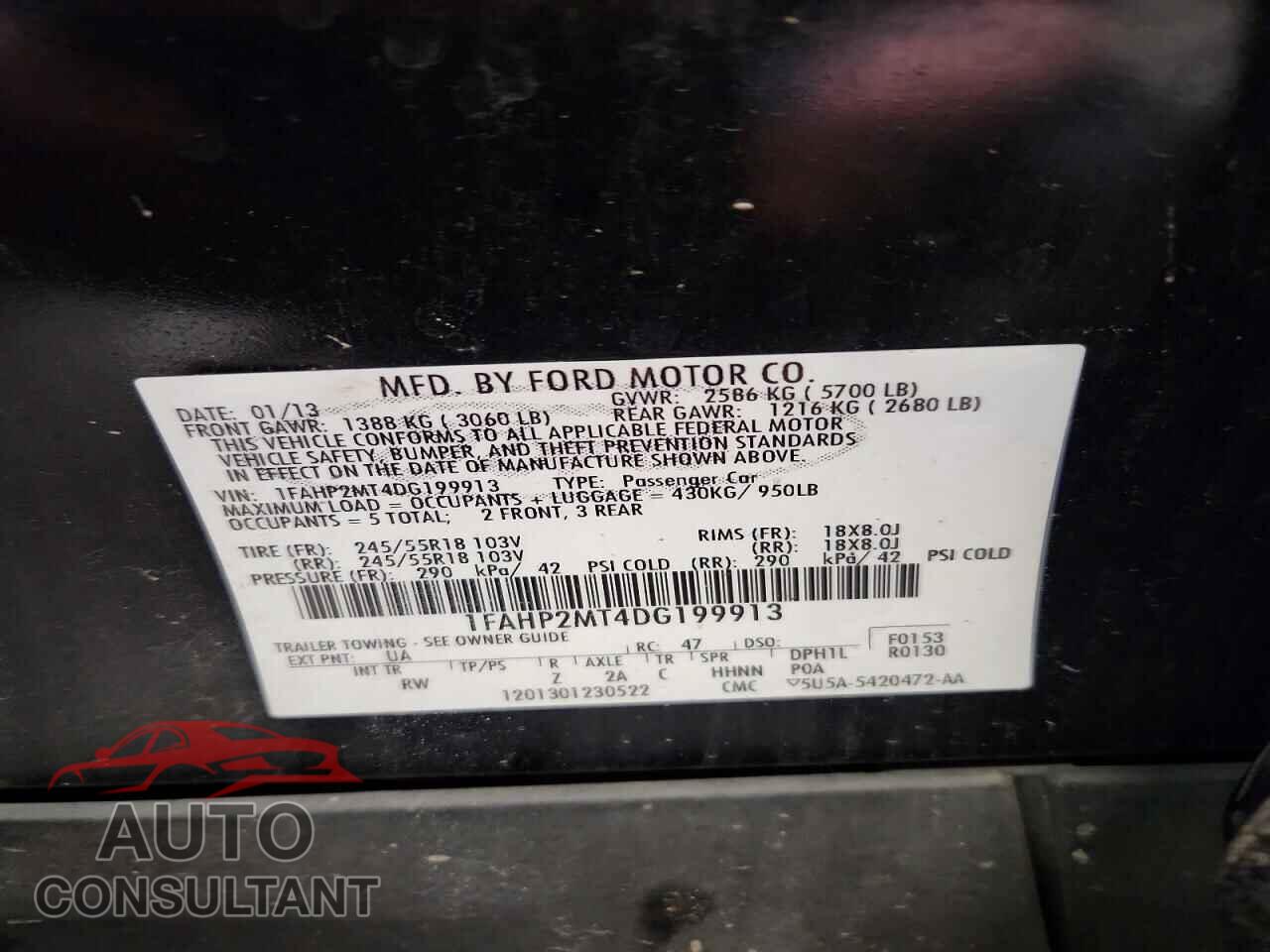 FORD TAURUS 2013 - 1FAHP2MT4DG199913