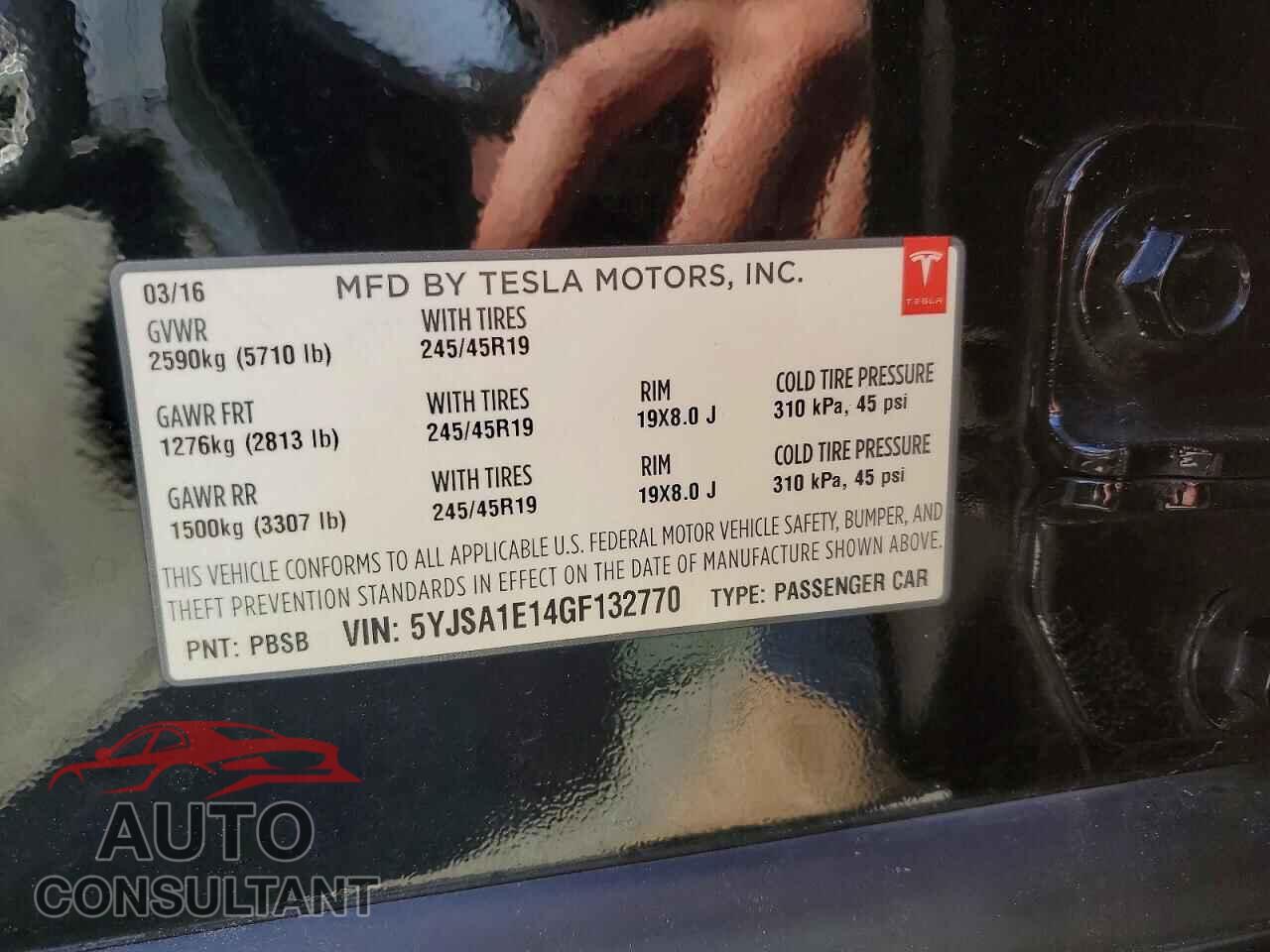 TESLA MODEL S 2016 - 5YJSA1E14GF132770