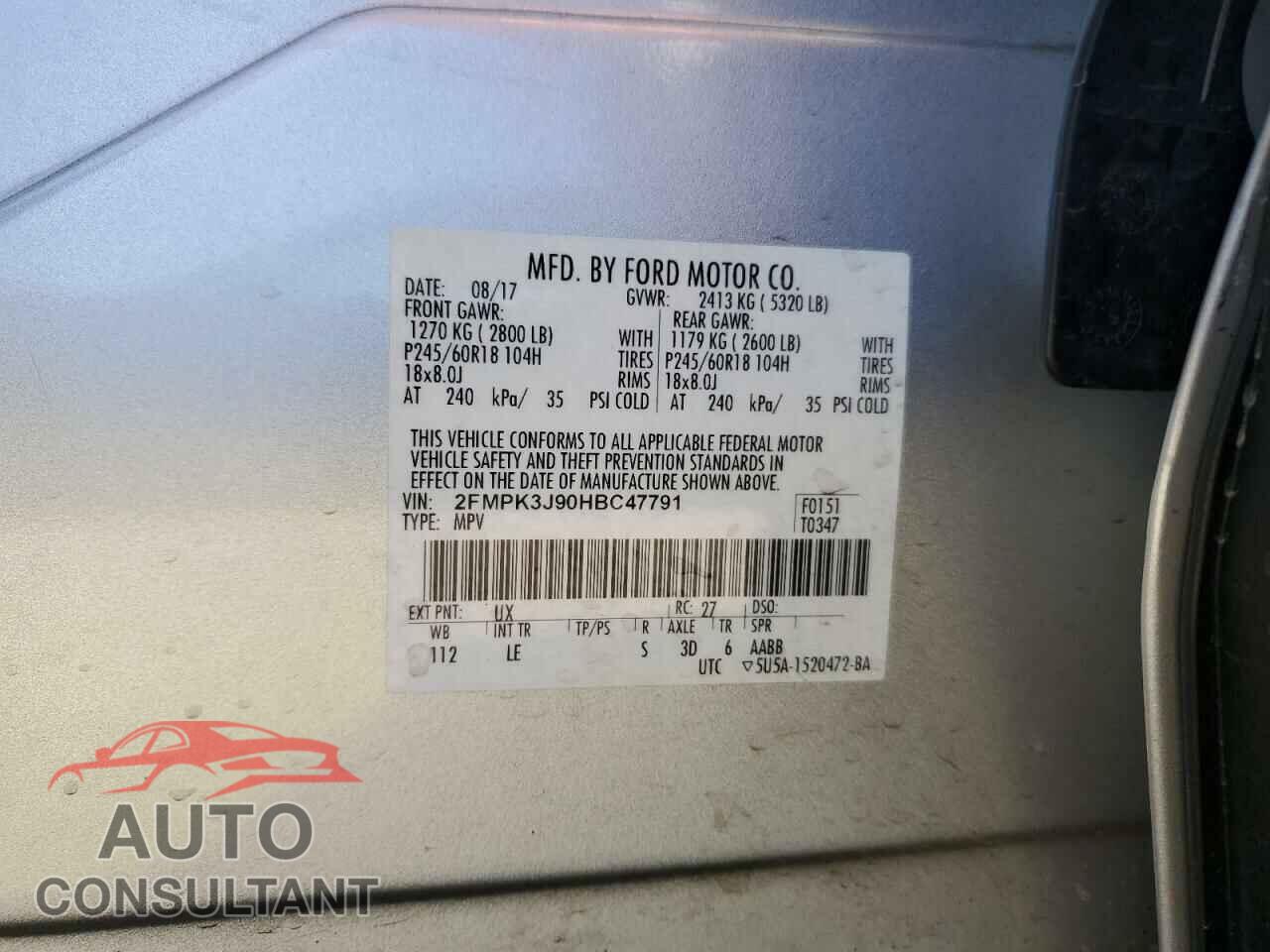 FORD EDGE 2017 - 2FMPK3J90HBC47791