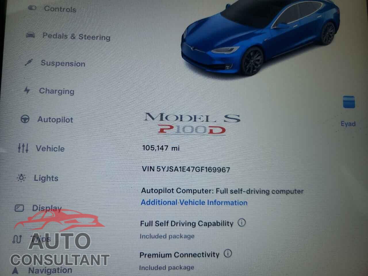TESLA MODEL S 2016 - 5YJSA1E47GF169967