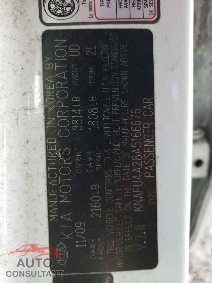 KIA FORTE 2010 - KNAFU4A28A5166676
