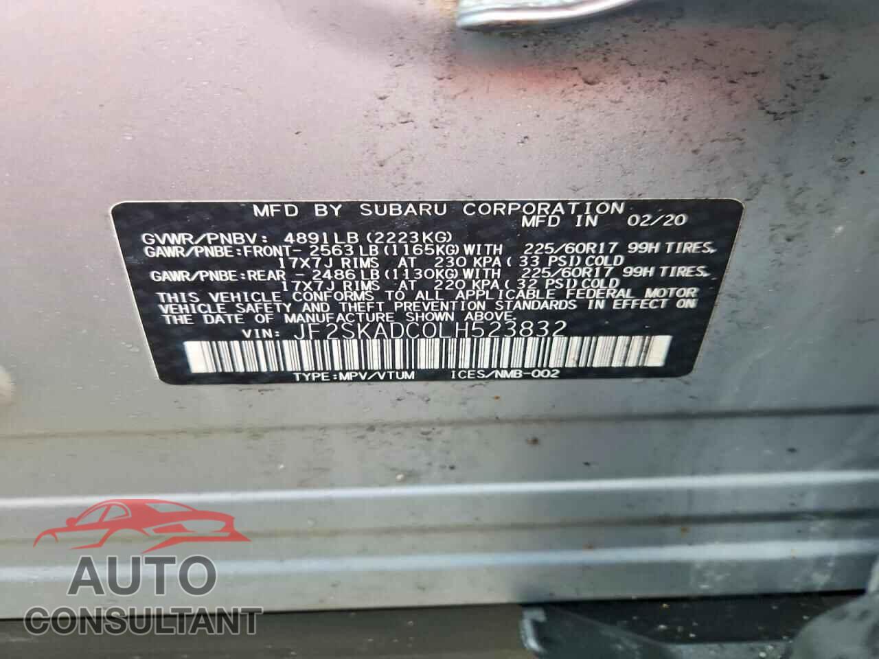SUBARU FORESTER 2020 - JF2SKADC0LH523832