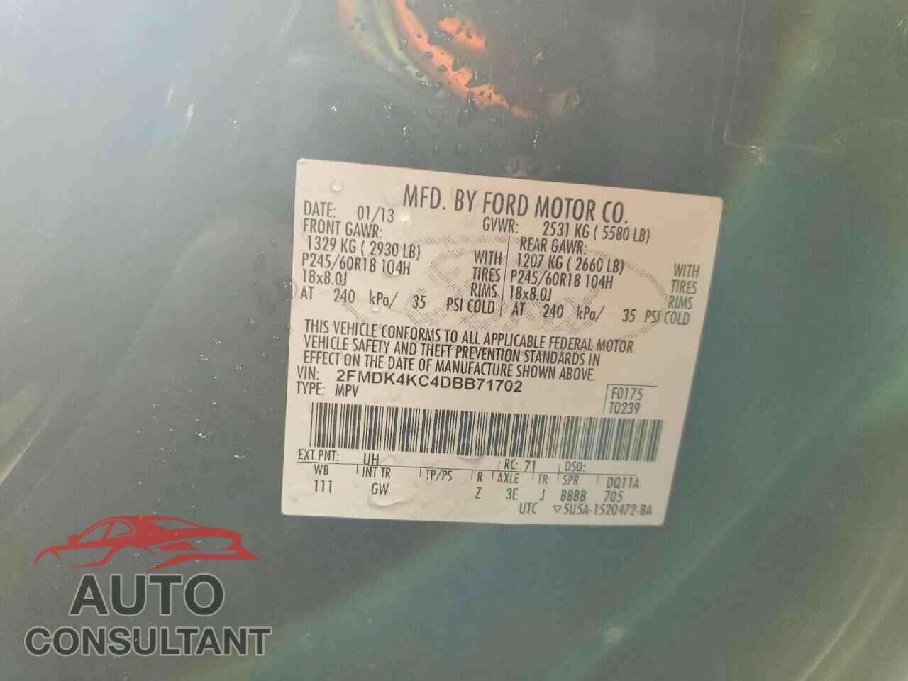 FORD EDGE 2013 - 2FMDK4KC4DBB71702