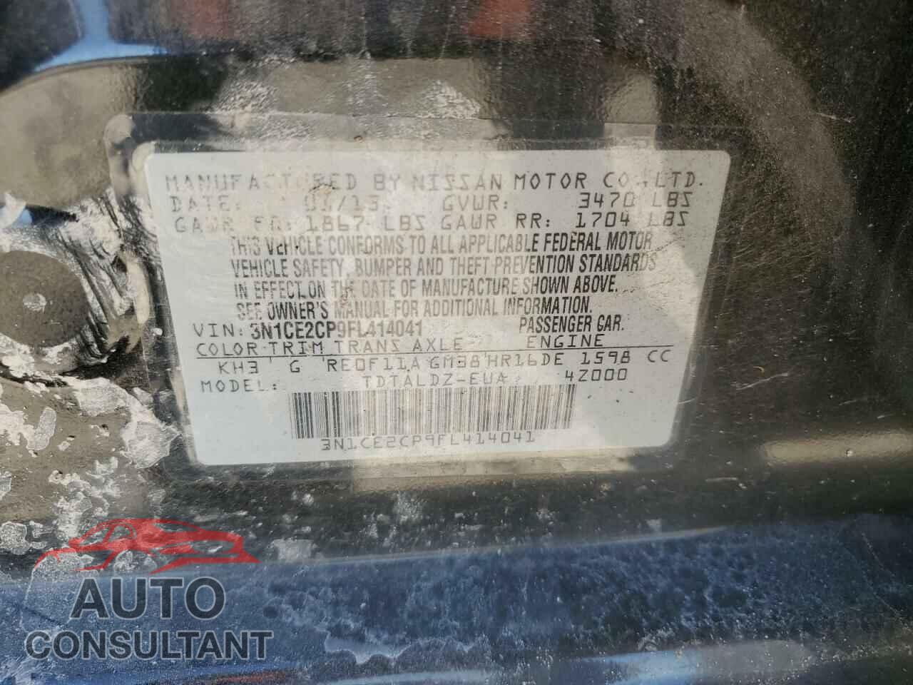 NISSAN VERSA 2015 - 3N1CE2CP9FL414041