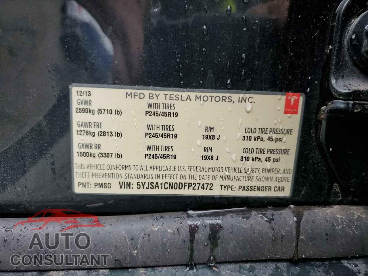 TESLA MODEL S 2013 - 5YJSA1CN0DFP27472