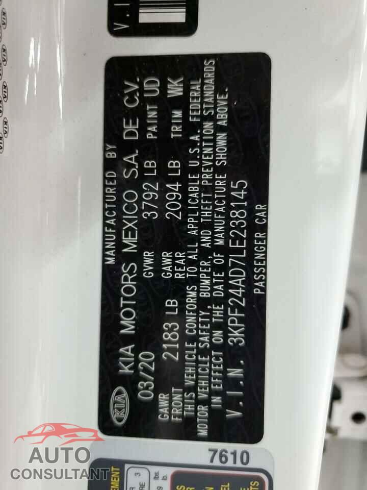 KIA FORTE 2020 - 3KPF24AD7LE238145