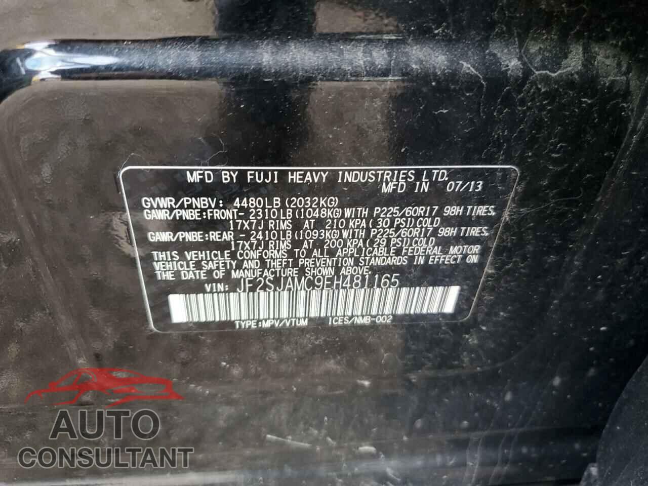 SUBARU FORESTER 2014 - JF2SJAMC9EH481165