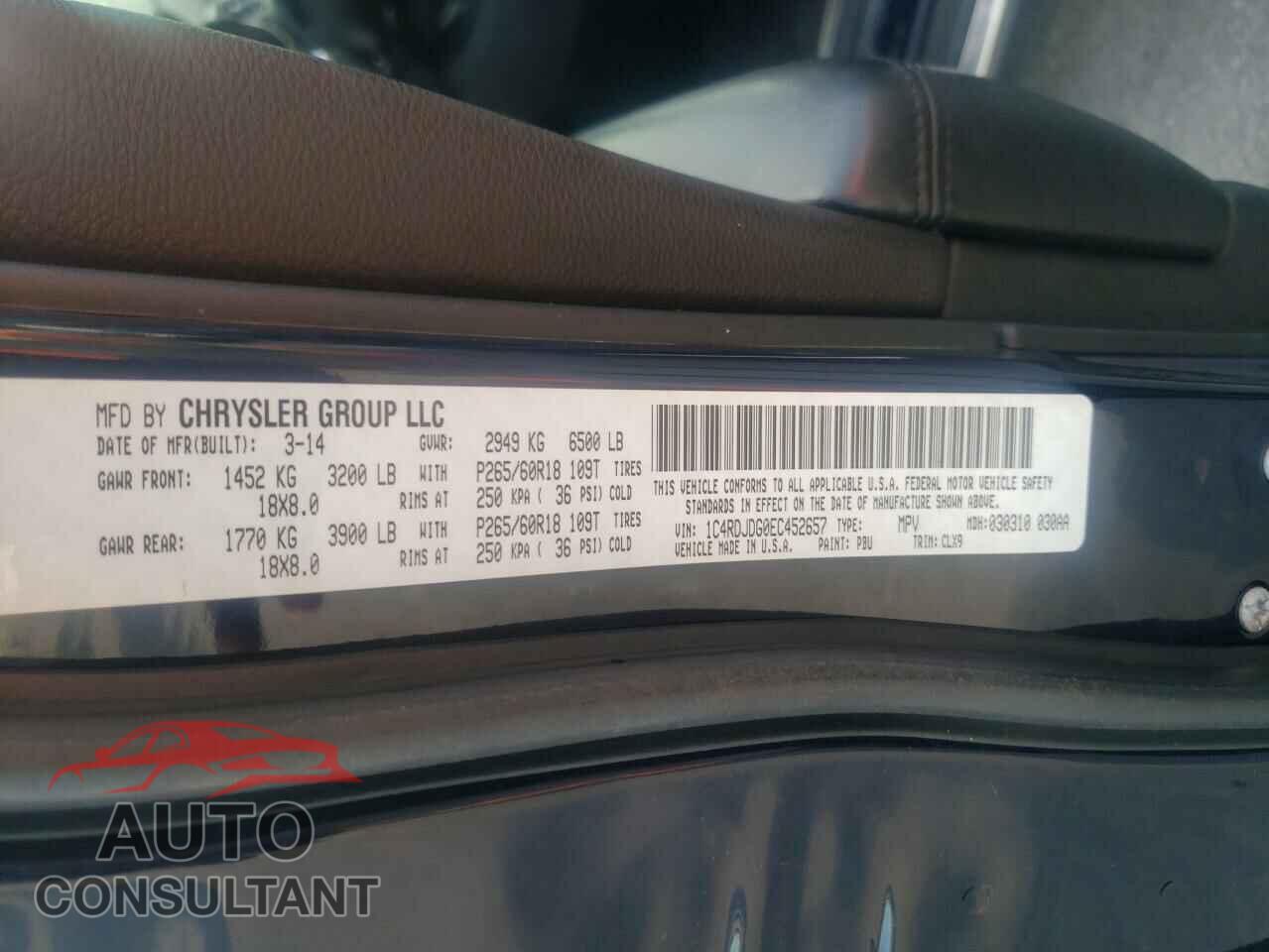 DODGE DURANGO 2014 - 1C4RDJDG0EC452657