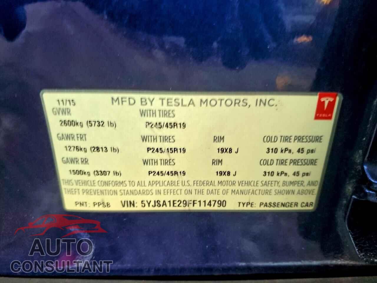 TESLA MODEL S 2015 - 5YJSA1E29FF114790