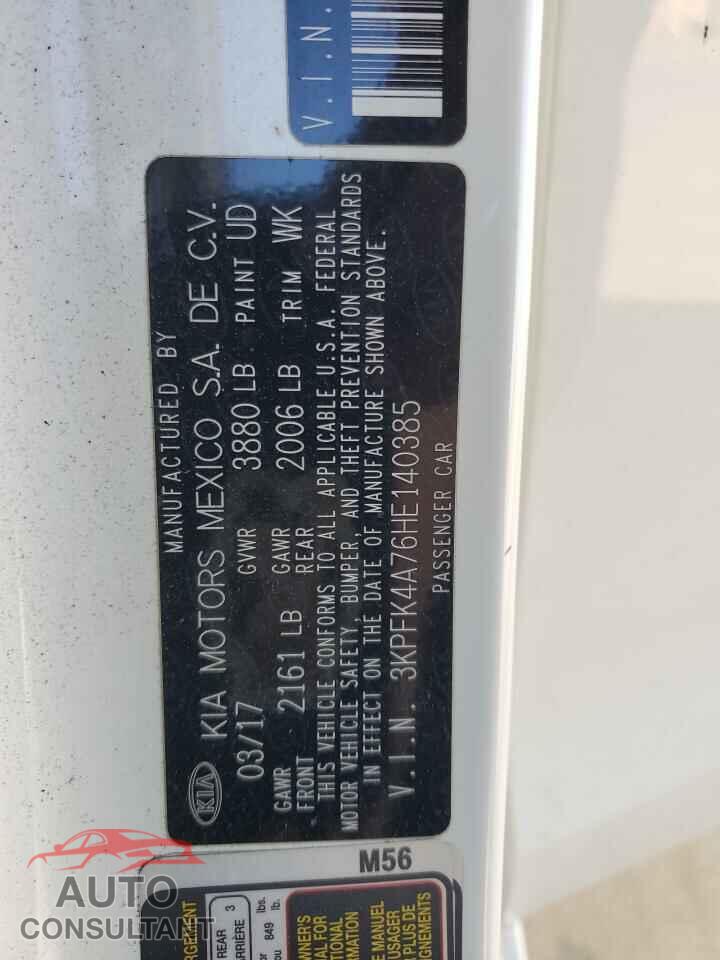 KIA FORTE 2017 - 3KPFK4A76HE140385