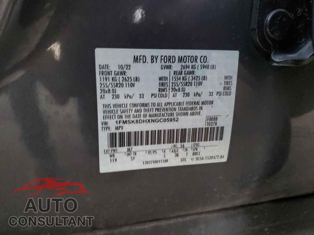 FORD EXPLORER 2022 - 1FMSK8DHXNGC05952