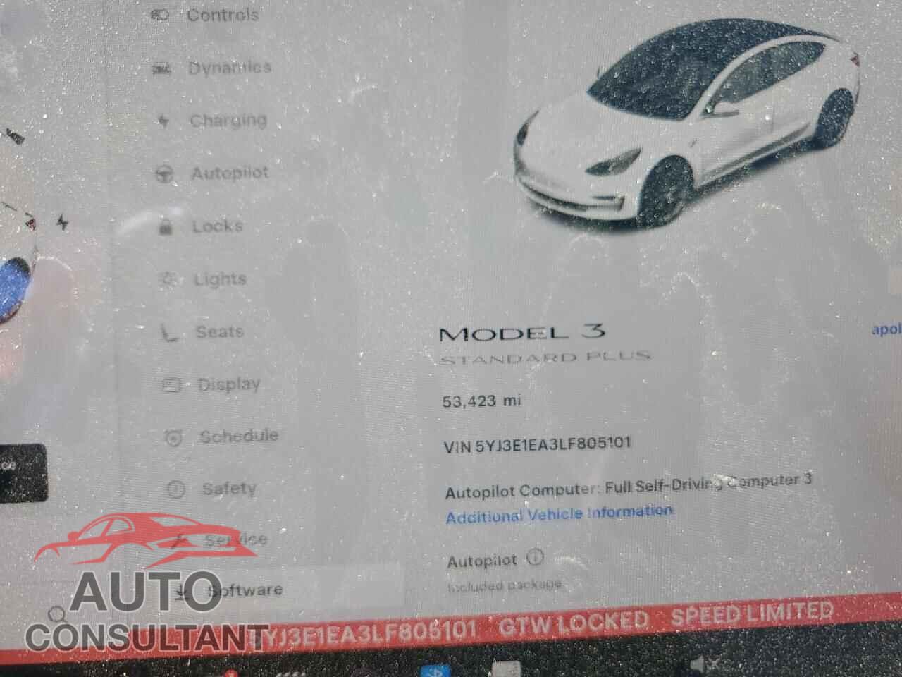 TESLA MODEL 3 2020 - 5YJ3E1EA3LF805101