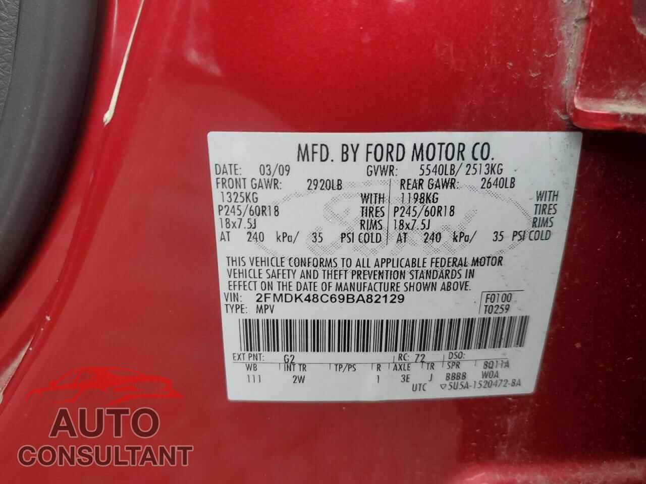 FORD EDGE 2009 - 2FMDK48C69BA82129