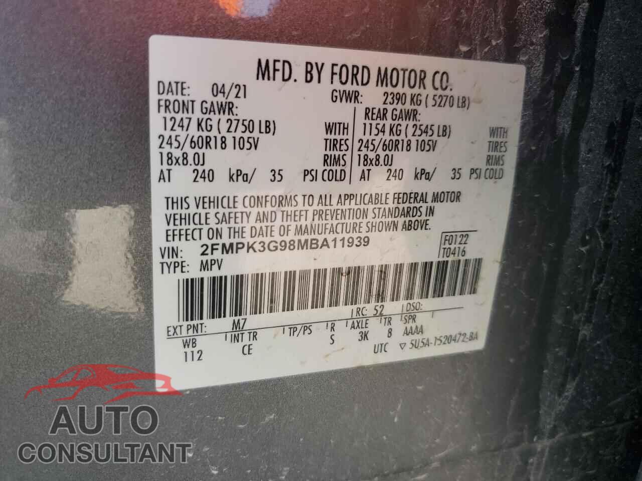 FORD EDGE 2021 - 2FMPK3G98MBA11939