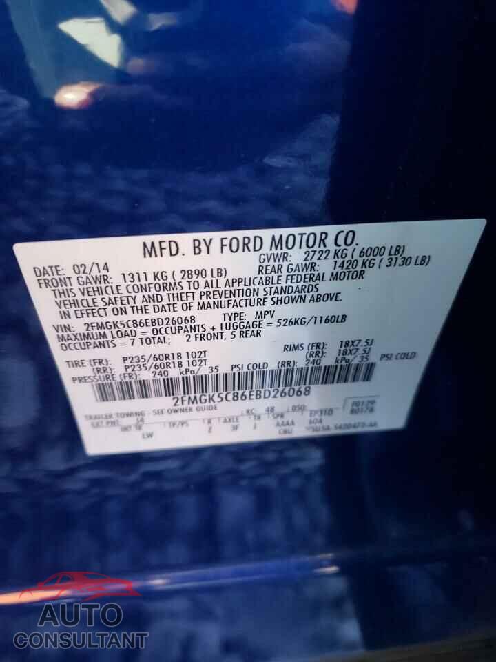 FORD FLEX 2014 - 2FMGK5C86EBD26068