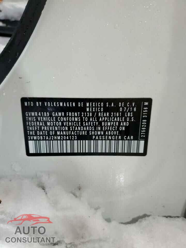 VOLKSWAGEN JETTA 2017 - 3VWDB7AJ2HM204123