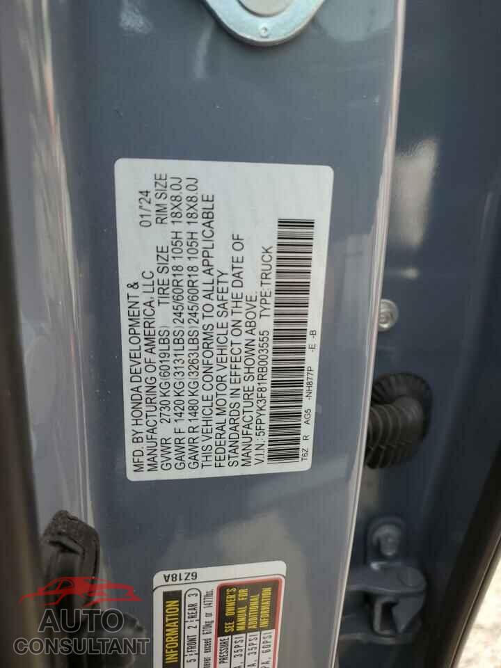 HONDA RIDGELINE 2024 - 5FPYK3F81RB003555