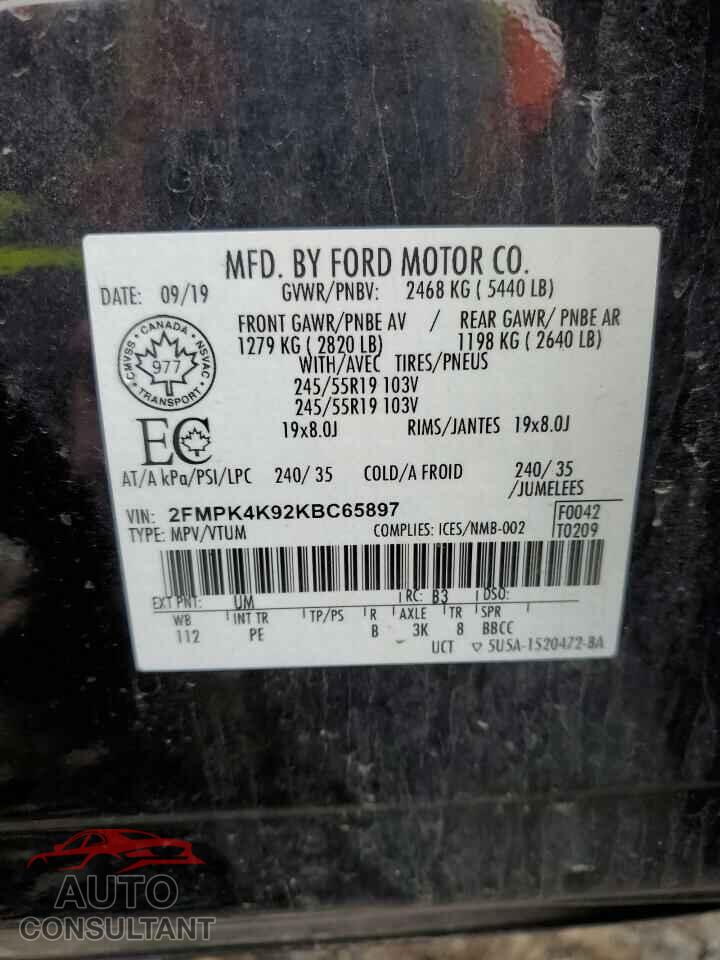 FORD EDGE 2019 - 2FMPK4K92KBC65897