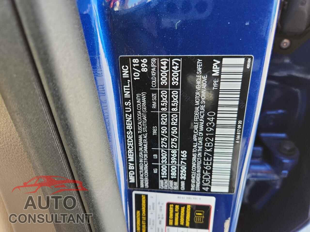 MERCEDES-BENZ GLS-CLASS 2019 - 4JGDF6EE7KB219340